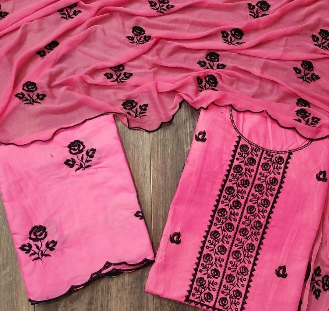 New Updated Collection Of Pure Cotton Dress Material With Nazneen Dupatta  