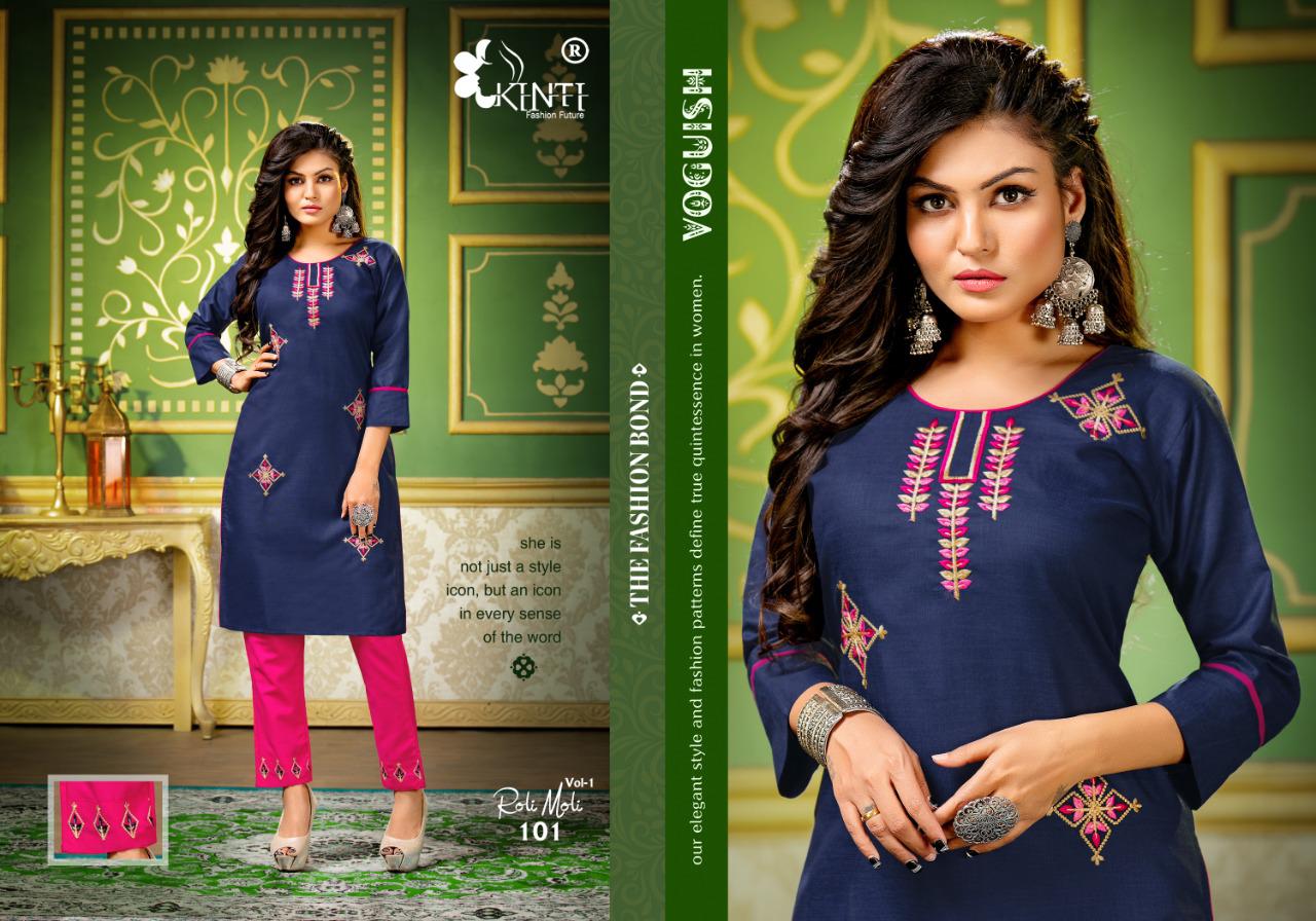 Kinti Roli Moli Ethnic Wear Designer Embroidered Kurtis With Bottom Collection

