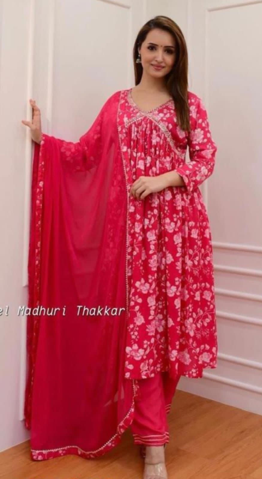 Red Aliya Cut Rayon Kurti With Bottom Dupatta Exporters in India