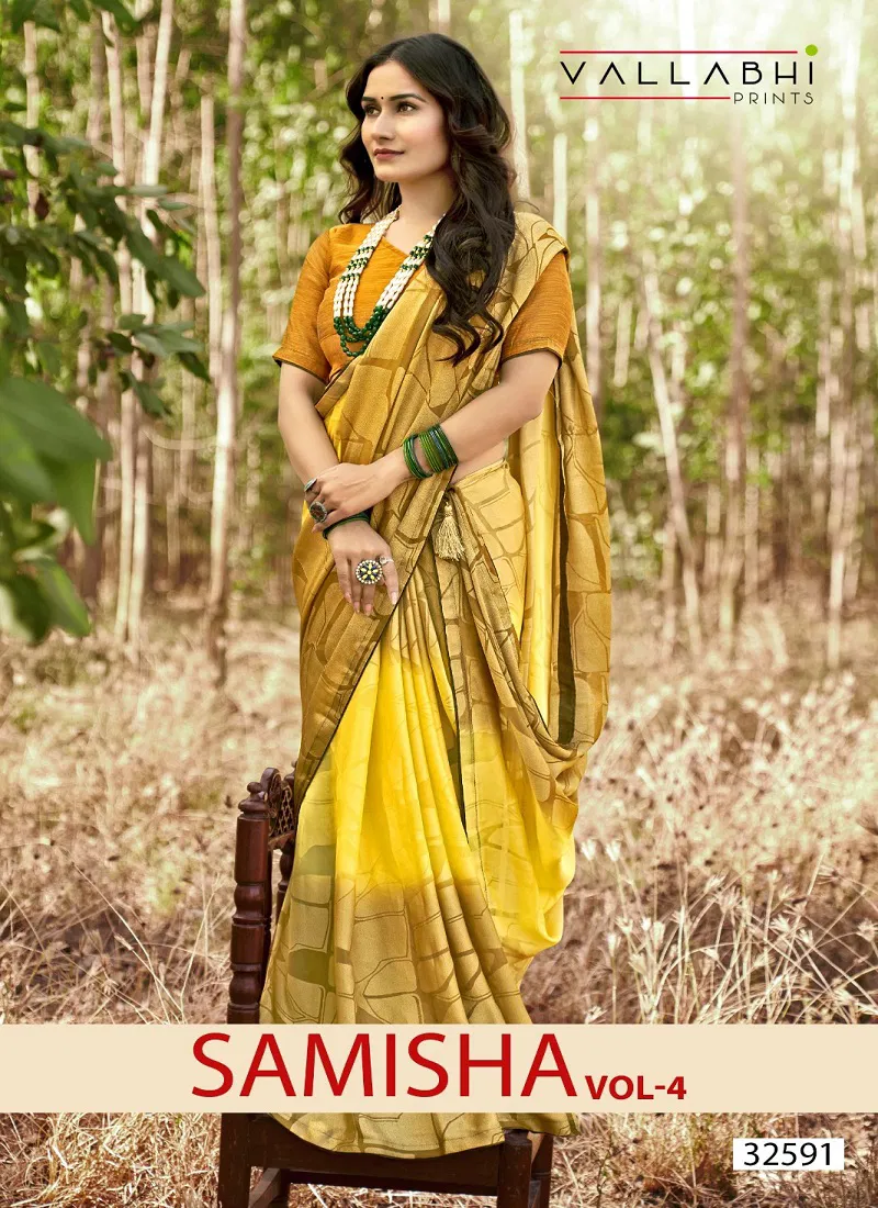Samisha Vol 4 By Vallabhi Moss Brasso Printed Saree Exporters In India