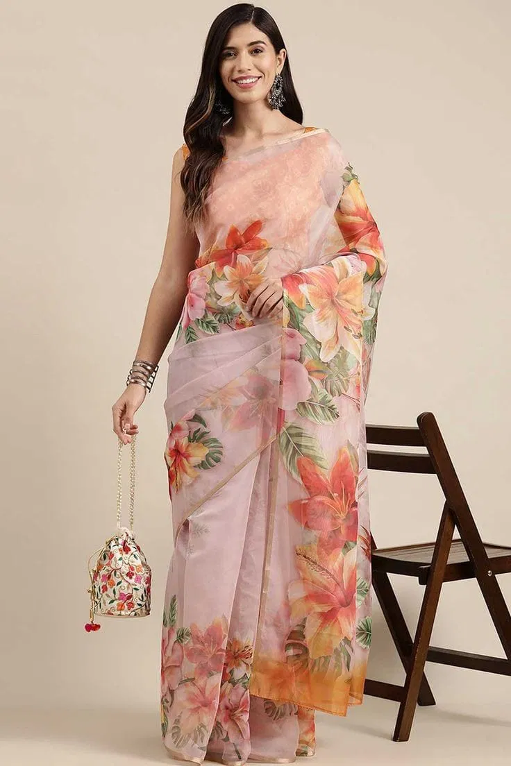 Vk 4130 Organza Silk Digital Print Saree Catalog
