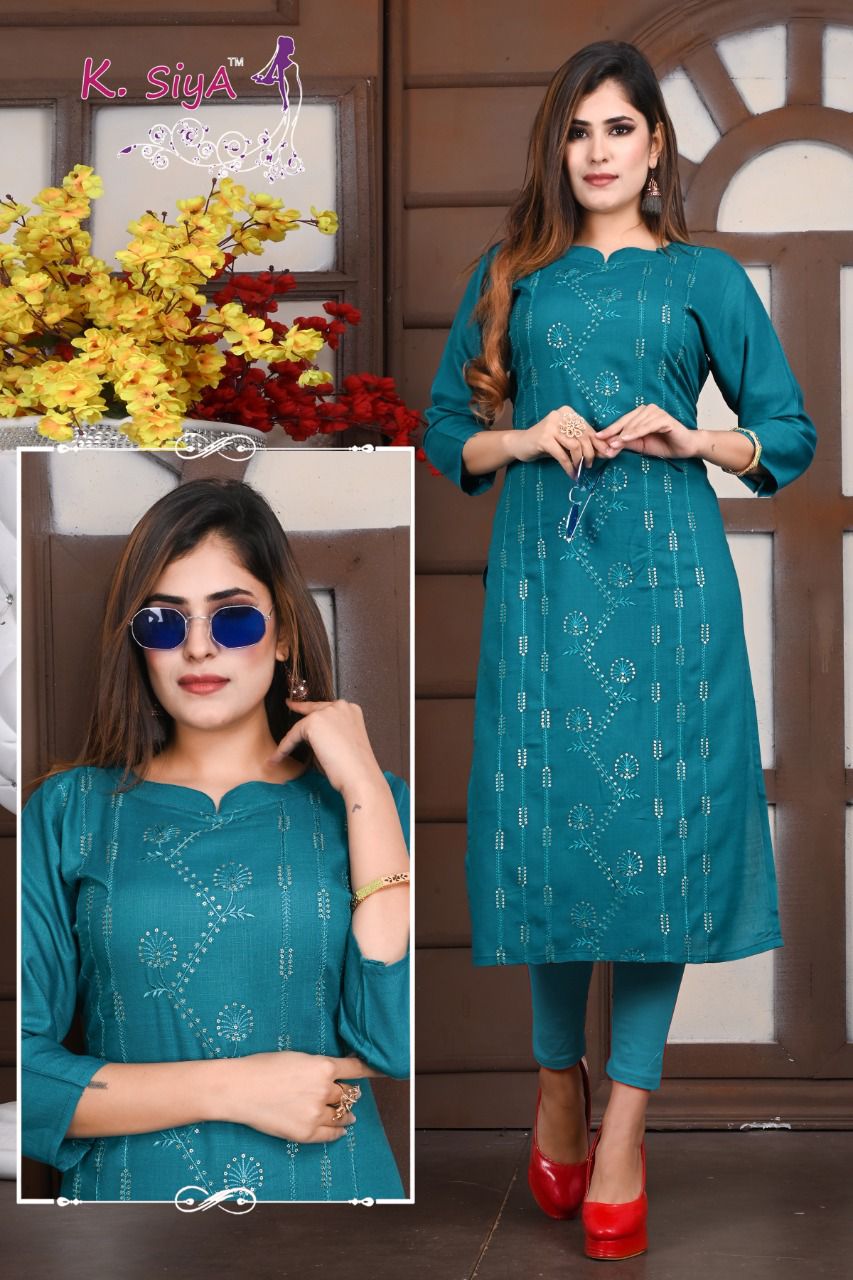 K Siya Purva Fancy Party Wear Rayon Printed Kurti Collection