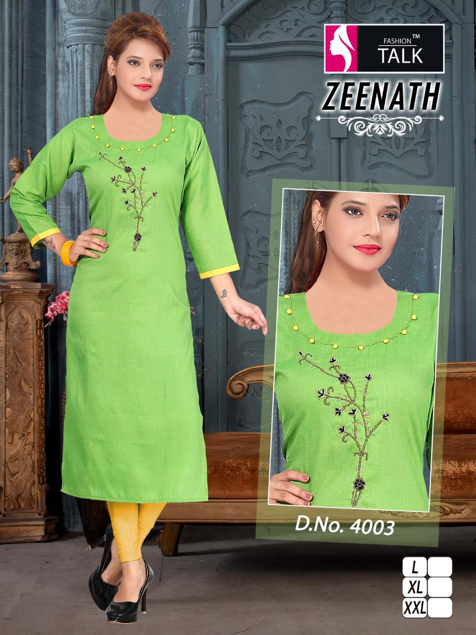 Ft Zeenath Fancy Regular Wear Rayon Handwork Designer Kurtis Collection
