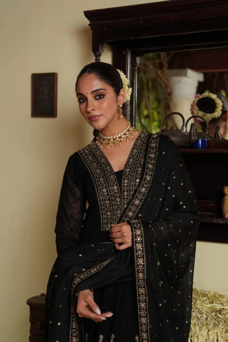 Tanyaa P 300 Georgette Anarkali Kurti Bottom With Dupatta Exporters In India