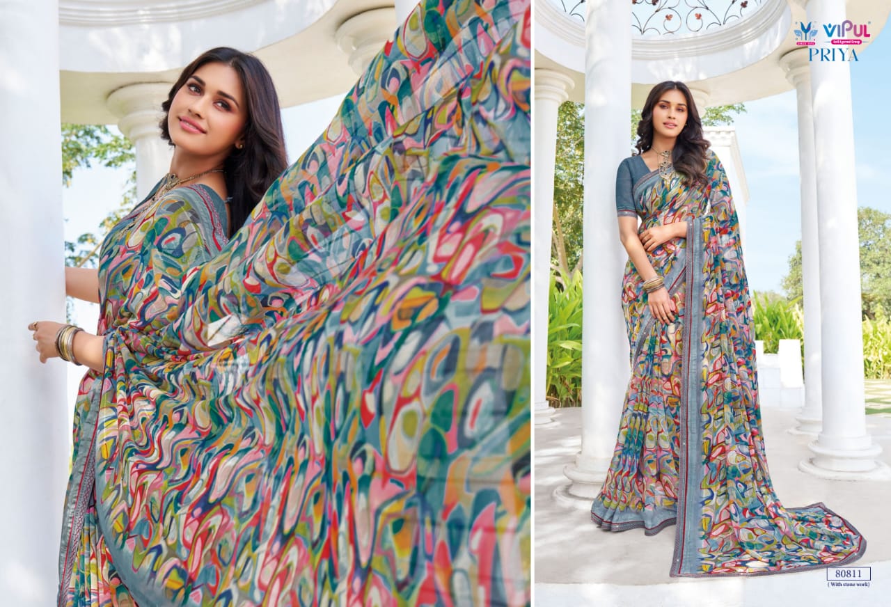 Priya By Vipul Georgette Daily Wear Sarees Wholesale Shop In Surat