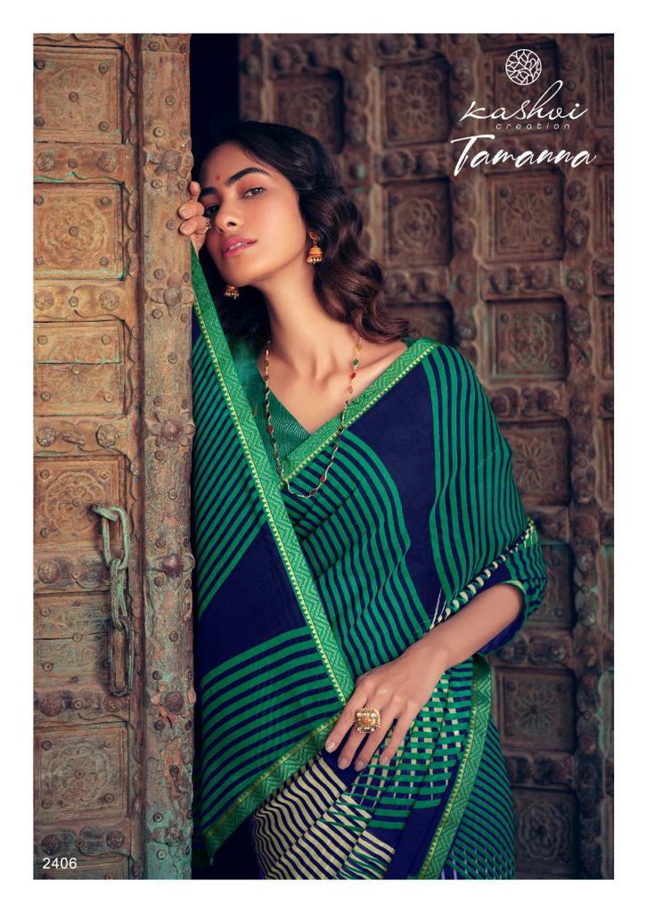 Kashvi Tamanna Silk Latest Fancy Designer Casual Wear Printed Weightless With Border Saree Collection
