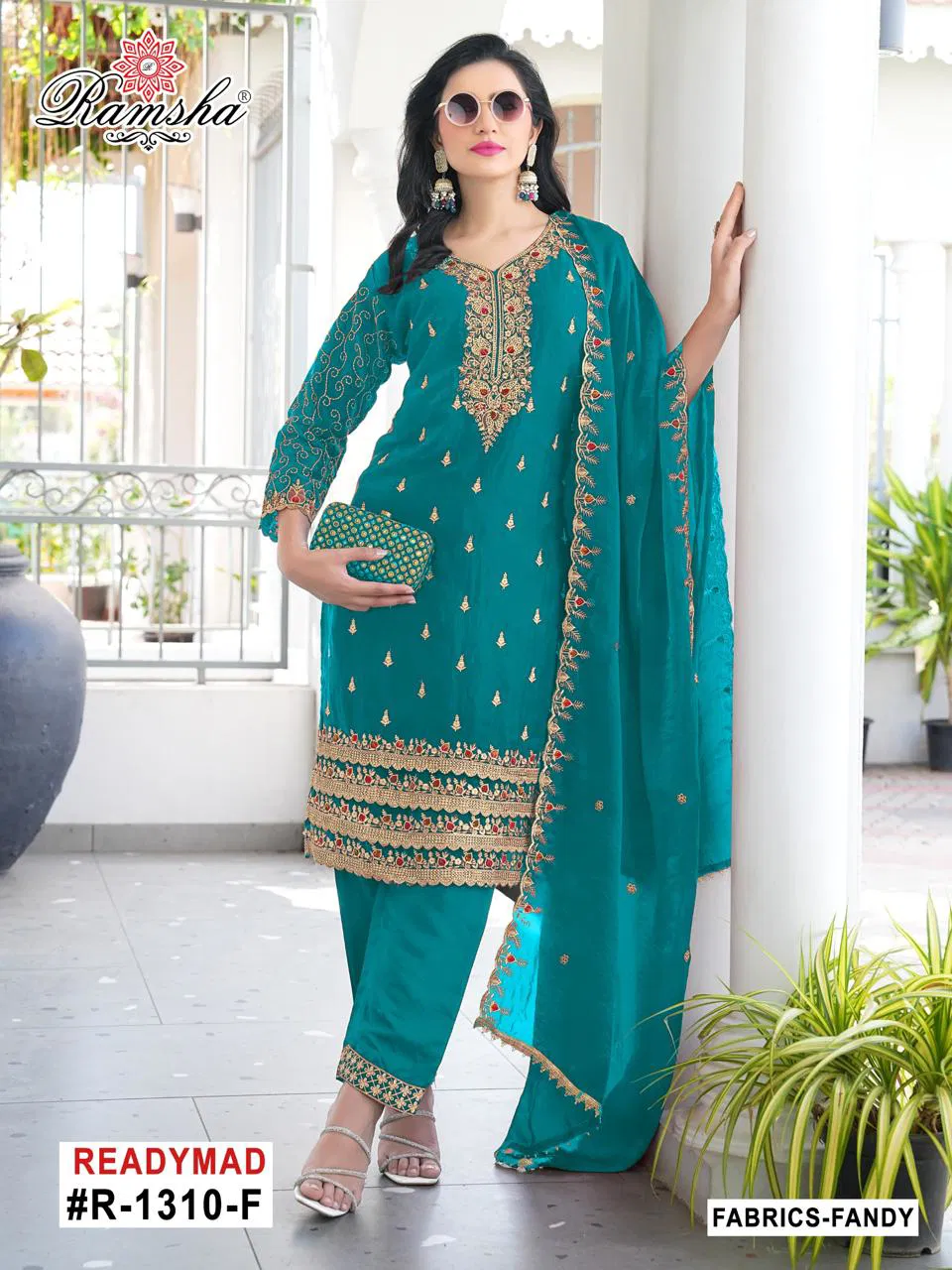 R 1310 Nx By Ramsha Fandy Pakistani Readymade Suits Exporters In India