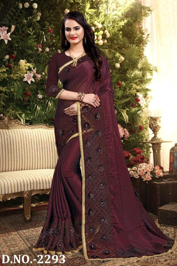 Naree Heavy Resham And Embroidery Work Beautiful Border And Flower