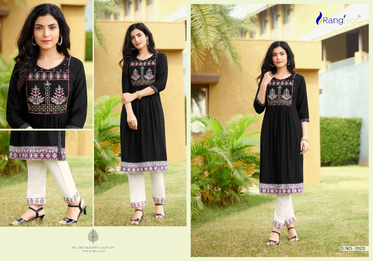 Rangjyot Mariya 3 Classic Heavy Ethnic Wear Rayon Kurti With Pant Collection