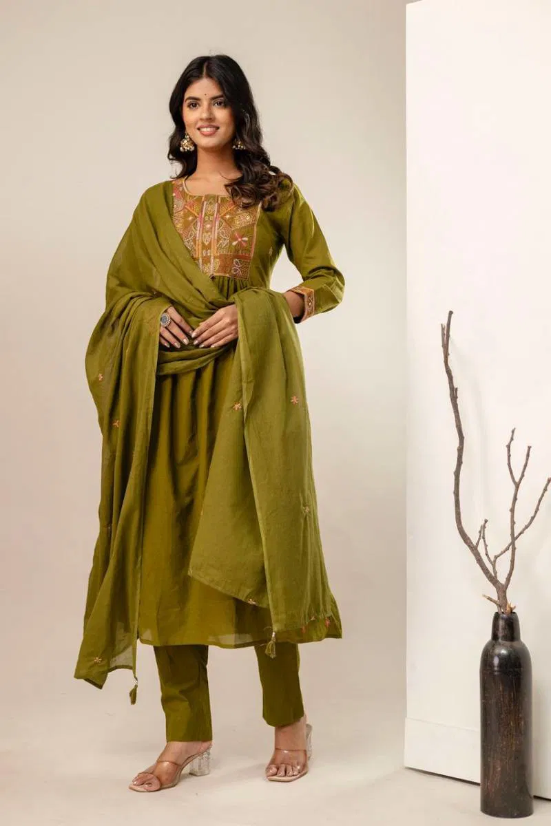 Naisha K 14 Mal Cotton Fancy Kurti Bottom With Dupatta Wholesale In India
