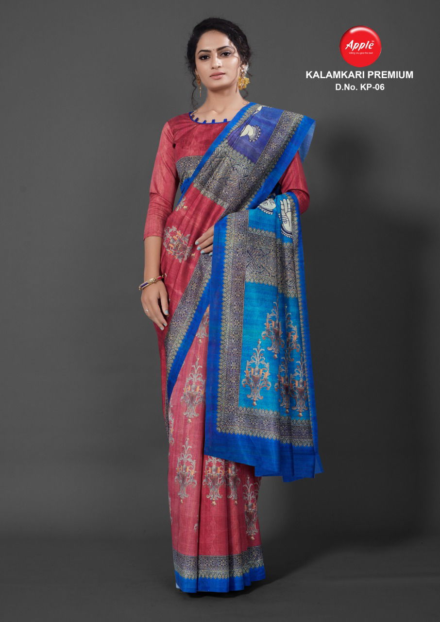 APPLE KALAMKARI PREMIUM KP-01 Fancy Festive Wear Digital Printed Bhagalpuri Silk Saree Collection