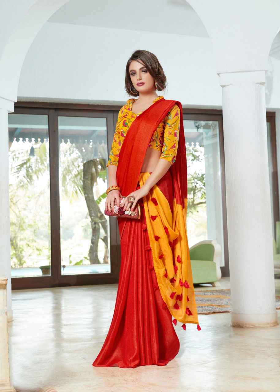 Shreyans Speed Test Exclusive collection Of Deaigner Party Wear Linen Saree with Cotton Blouse 
