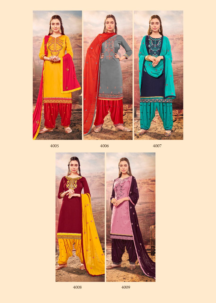 Heavy Embroidery Work Designer Punjabi Dress Material With Nazneen Embroidered Dupatta 
