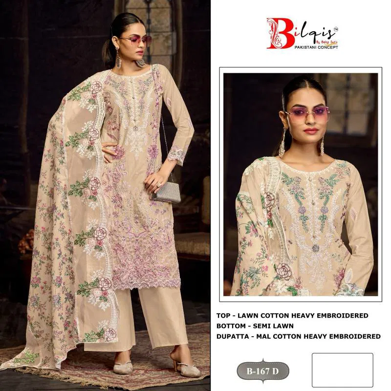 Bilqis B 167 Lawn Cotton Pakistani Salwar Kameez Wholesalers In Delhi
