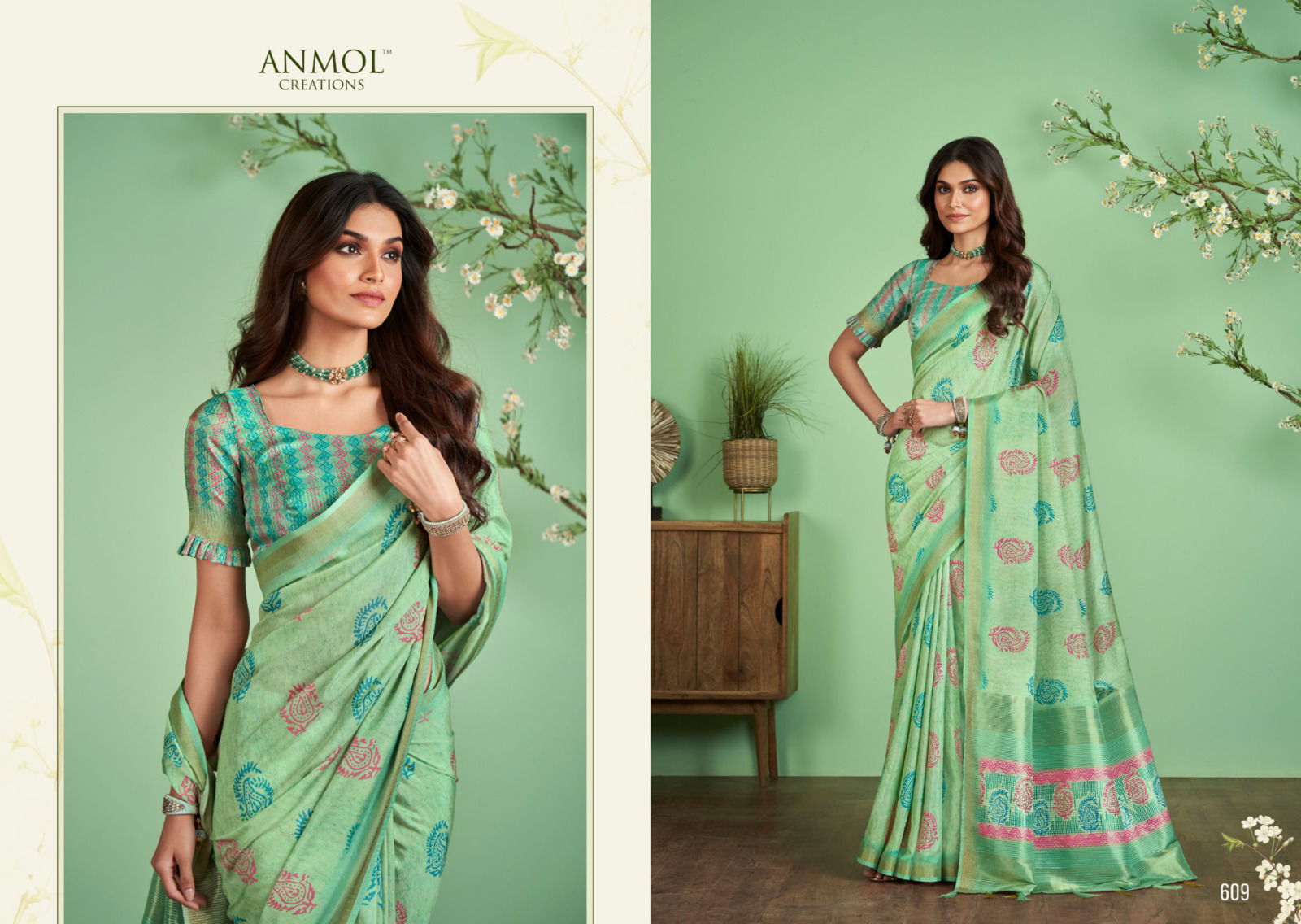 Tulip Vol 6 By Anmol Jute Silk Printed Sarees Catalog