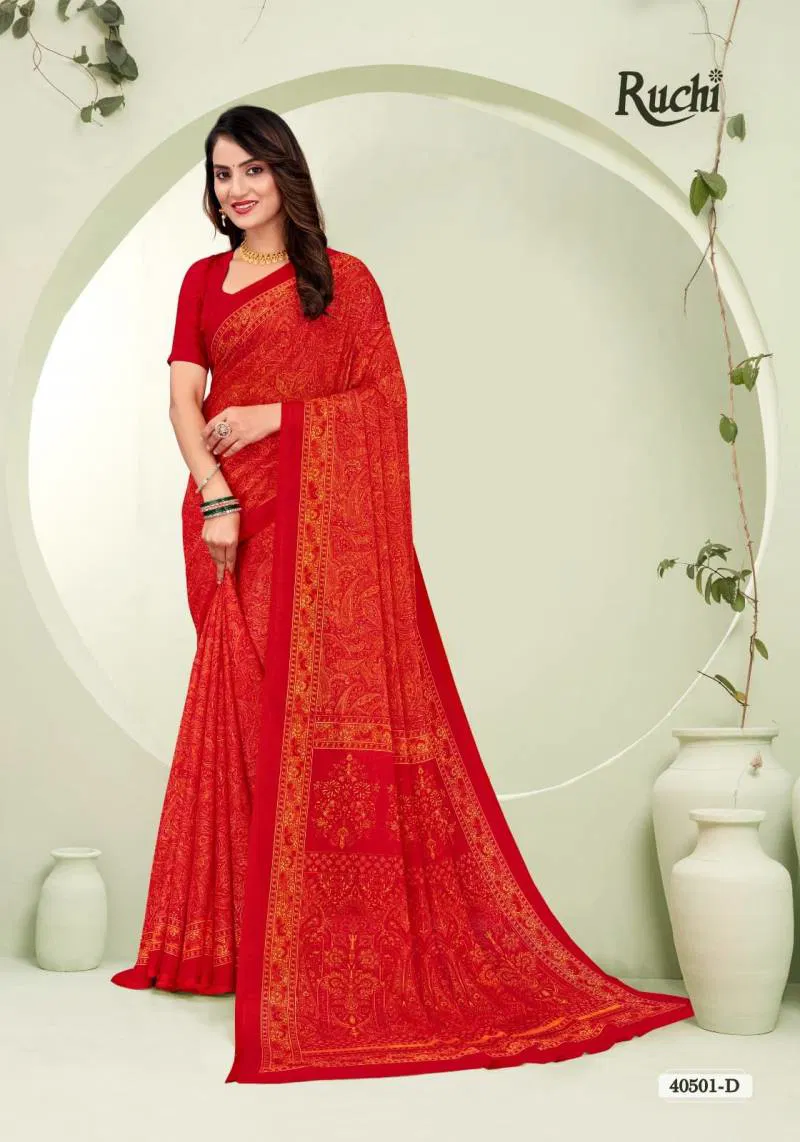 Star Chiffon 188 By Ruchi Printed Chiffon Saree Wholesale Market