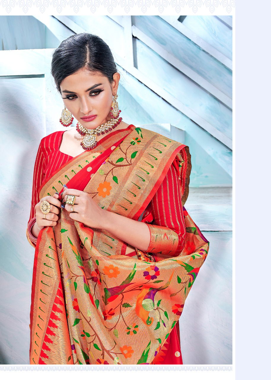 Rajyog Aarush Silk Latest Fancy Designer Festive Wear Paithani Weaving With Half Half Concept Saree Collection
