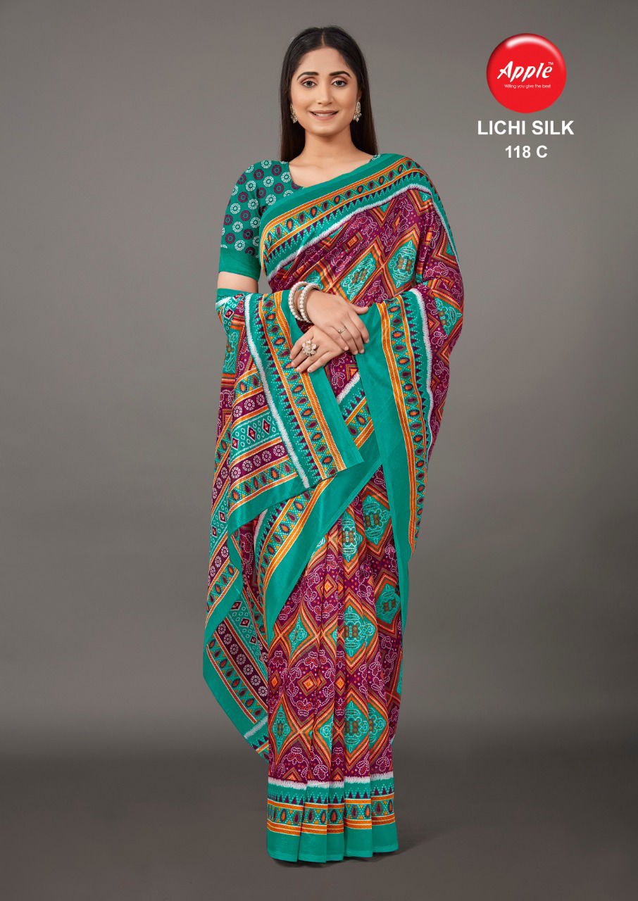 Apple Lichi Silk 118 Regular Wear Printed Silk Latest Saree Collection