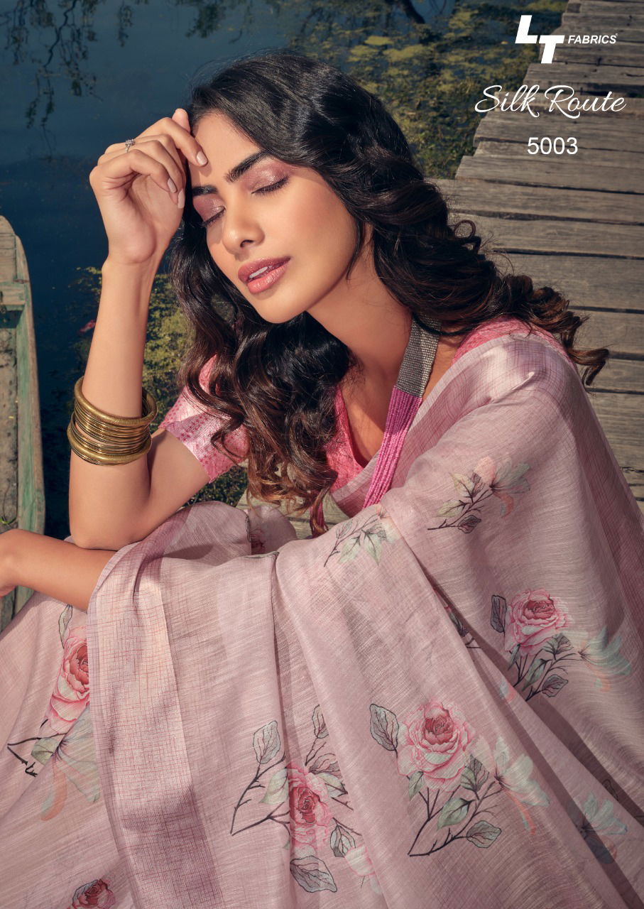 Lt Silk Route Latest Fancy Designer Linen Printed Casual Wear Saree Collection
