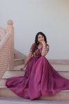 KA 1170 Silver Crunchy mbroidered Koti Designer Gown Orders In India
