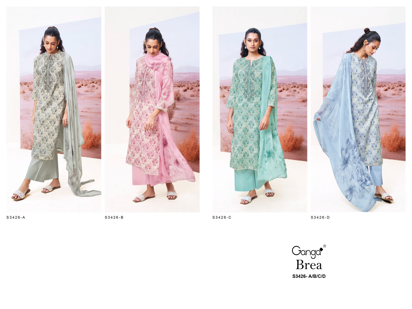 Brea 3426 By Ganga Cotton Printed Embroidery Salwar Suit Surat Wholesale Market