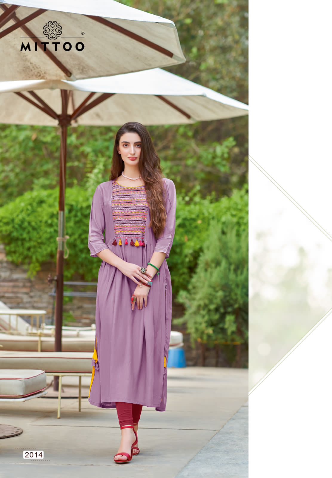 Mittoo Mullberry Heavy Rayon Embroidery Kurti Catalog

