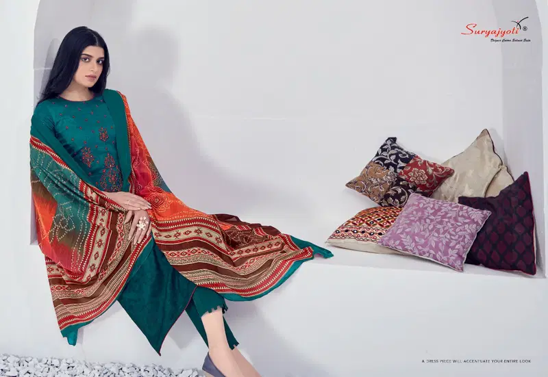 Suryajyoti Shaded 4 Fancy Latest Designer Casual Wear Heavy Cotton With Fine Work Dress Material Collection
