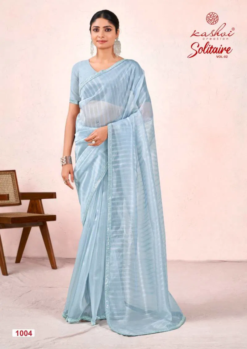 Solitaire Vol 2 By Kashvi Organza Silk With Cut Work Saree Wholesale Price In Surat
