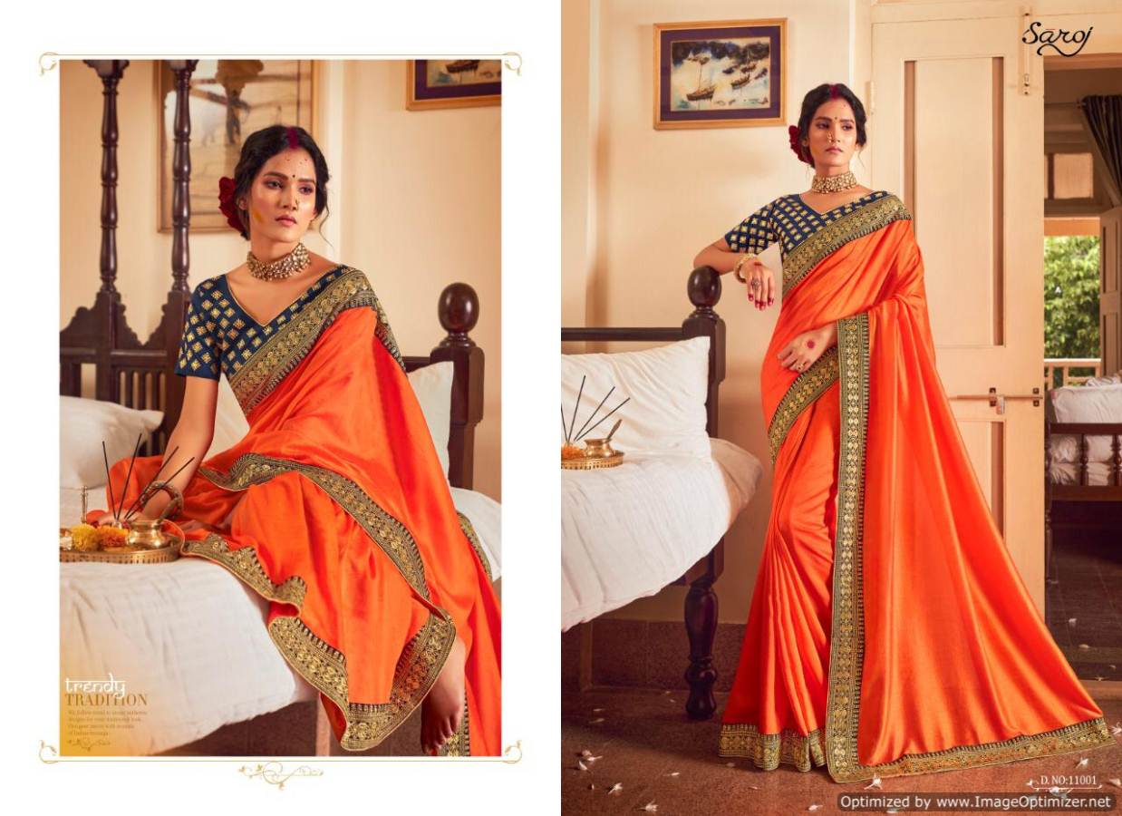 Saroj Afreen Exclusive Designer Vichitra Silk Festive Wear Saree Collection