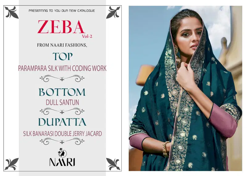 Naari Zeba 2 Fancy Festive Wear Silk With Embroidery Work Salwar Kameez Collection
