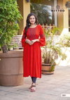 Swagat By Mittoo Naira Cut Rincle Rayon Embroidery Designer Kurtis Orders in India