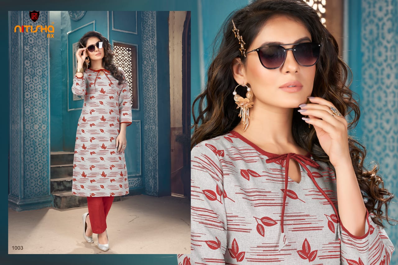 Nitisha Nx Butterfly Designer Regular Wear Long Kurtis With Bottom Collection
