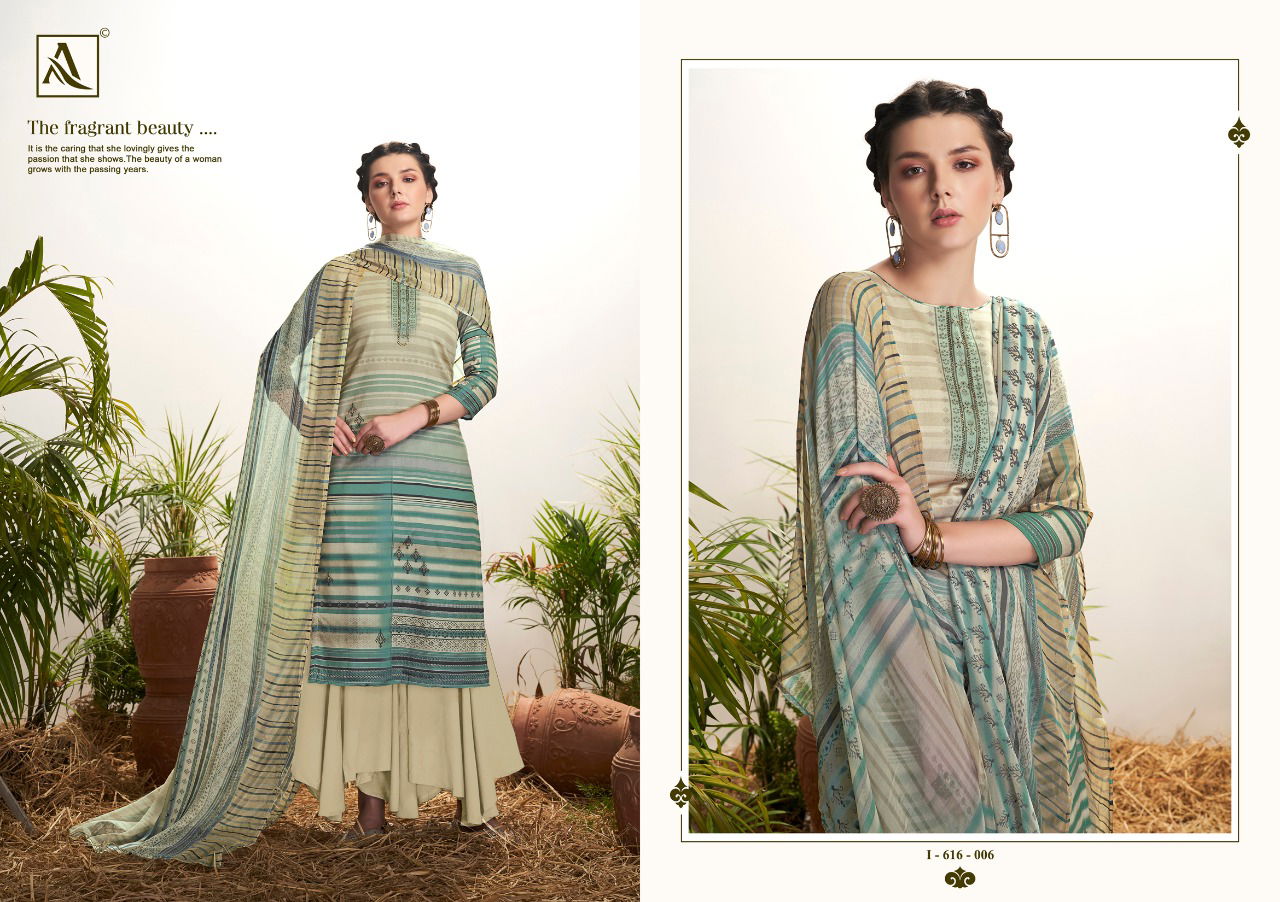 Alok Kiara Latest Fancy Casual Pure Zam Silk Digital Print with Swarovski Work Designer Dress Material Collection
