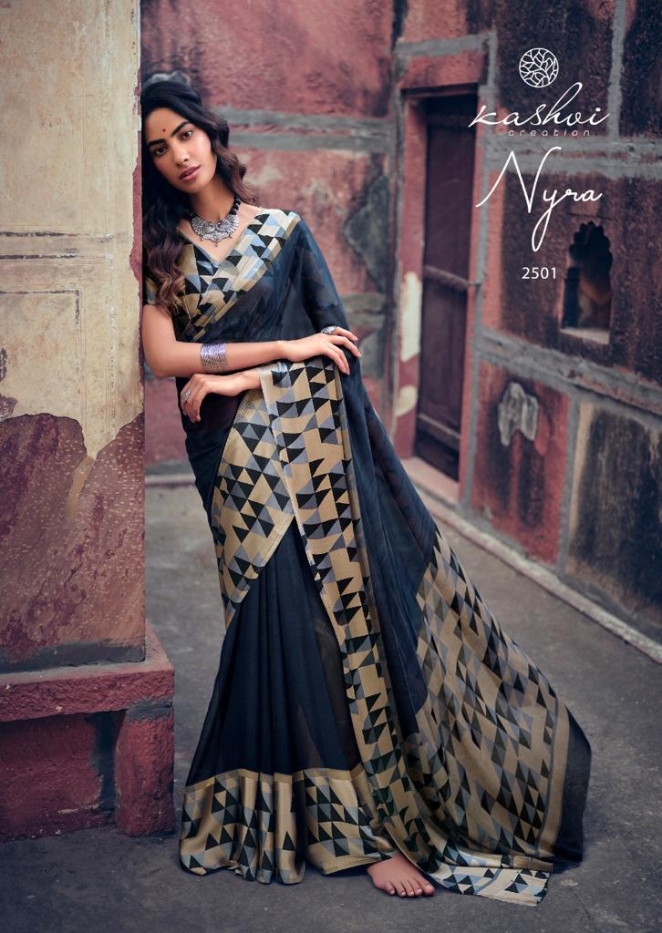 KASHVI NYRA Latest Fancy Festive Wear Weightless Satin Patta With Satin Blouse Saree Collection