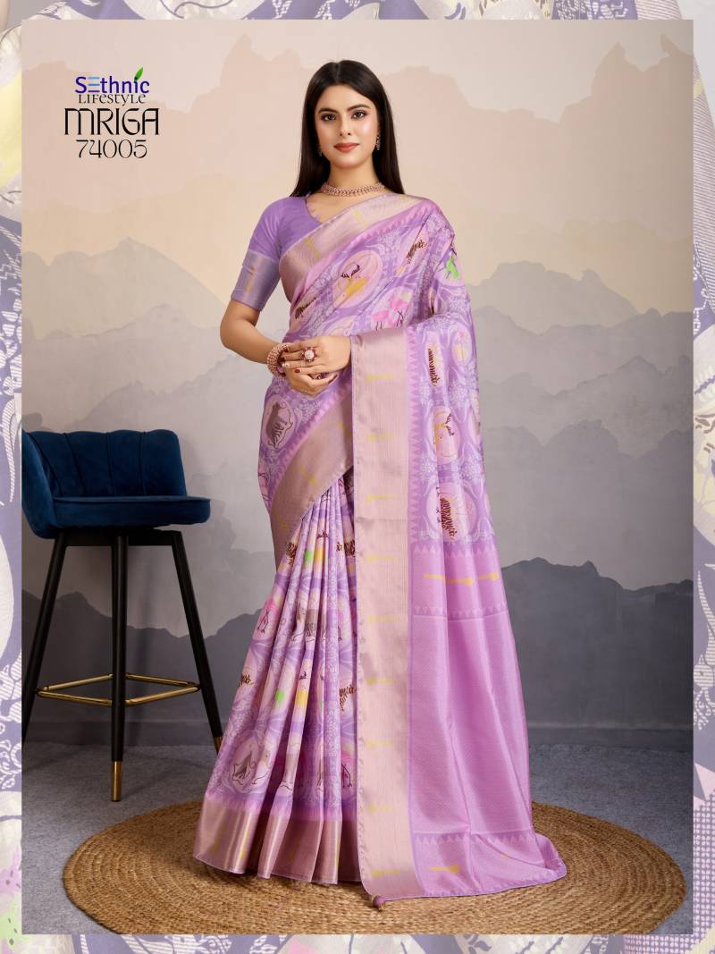 Mriga By Sethnic Dola Satin With Zari Patta Wholesale Saree Suppliers In Mumbai