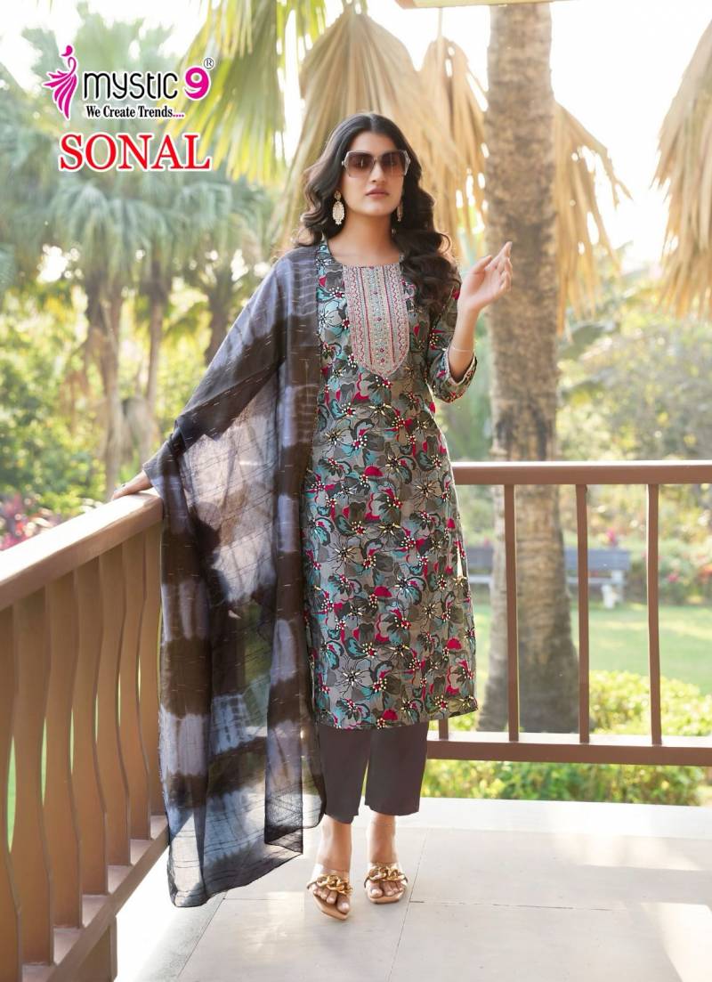 Sonal Vol 2 By Mystic 9 Roman Silk Kurti With Bottom Dupatta Orders In India