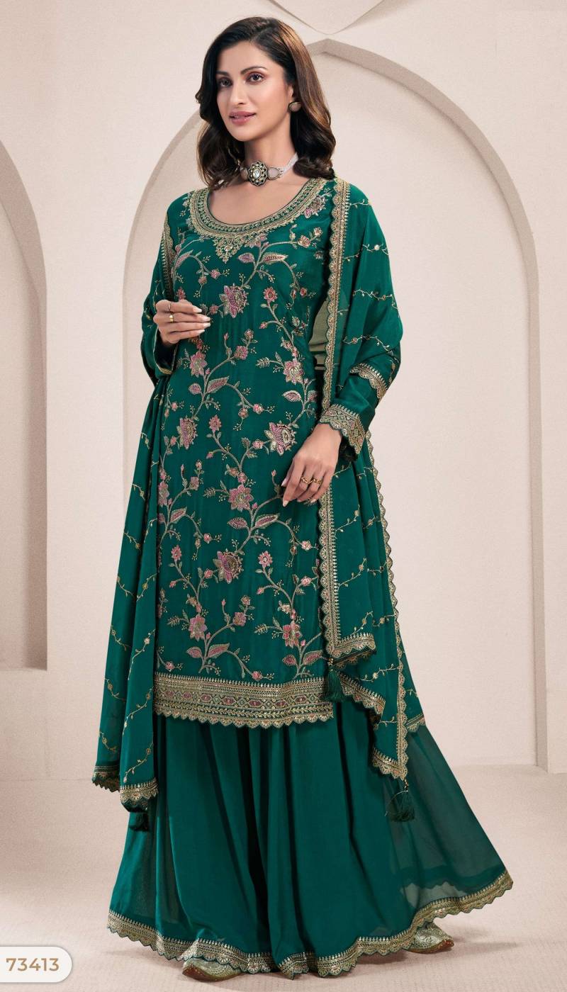 Lekha 73411 To 73414 Chinon Salwar Kameez Wholesale Market In Surat With Price