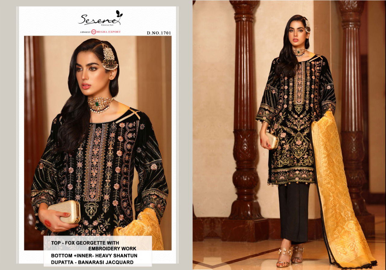 Serene Zarif Faux Latest Fancy Festive Wear Georgette Heavy Embroidery Work Pakistani Salwar Suits Collection
