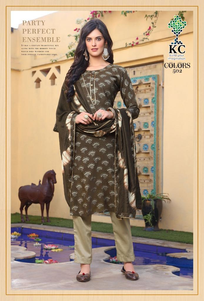 Kc Colors 5 Latest Fancy Designer Ethnic Wear Heavy softsilk printed top with heavy work Readymade Salwar Suit Collection