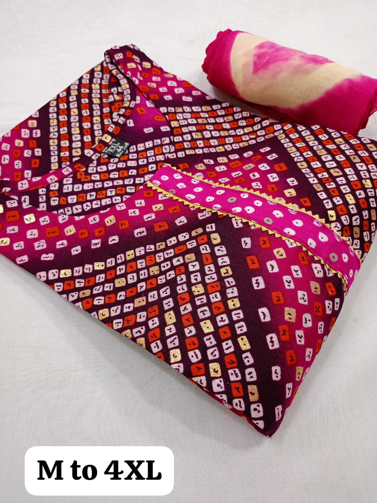 Virat Bandhani Printed Kurti With Bottom Dupatta Catalog