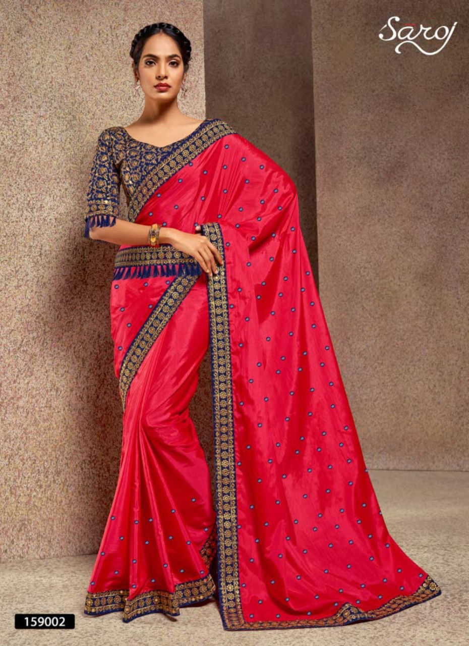 Saroj Designer Fancy Festive Wear Aanchal With Heavy Embroidery Work Silk Sarees Collection
