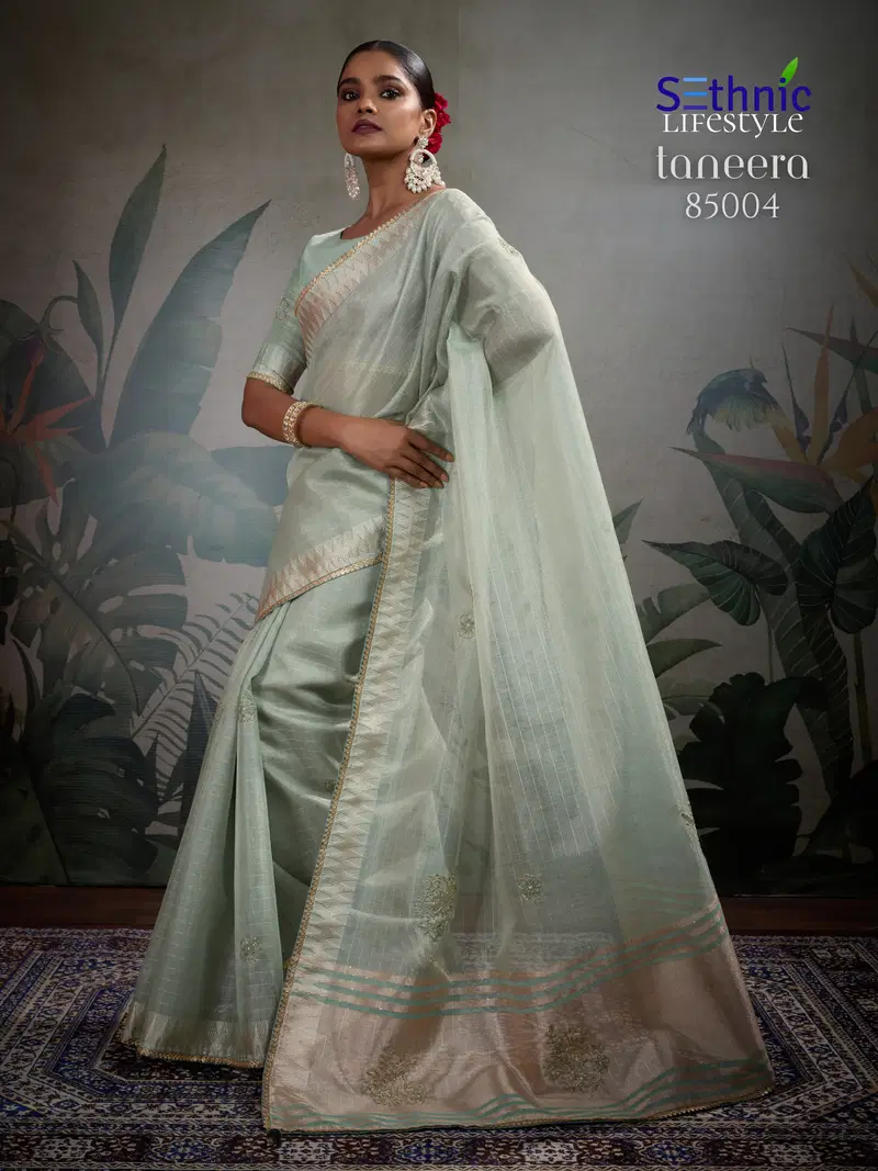 Taneera By Sethnic Linen Tissue With Weaving Saree Wholesalers In Delhi
