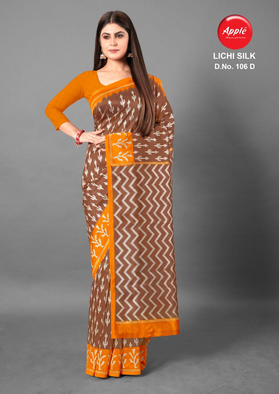 Apple Lichi Silk 106 Latest Fancy Designer Ethnic Regular Wear Art Silk Saree Collection
