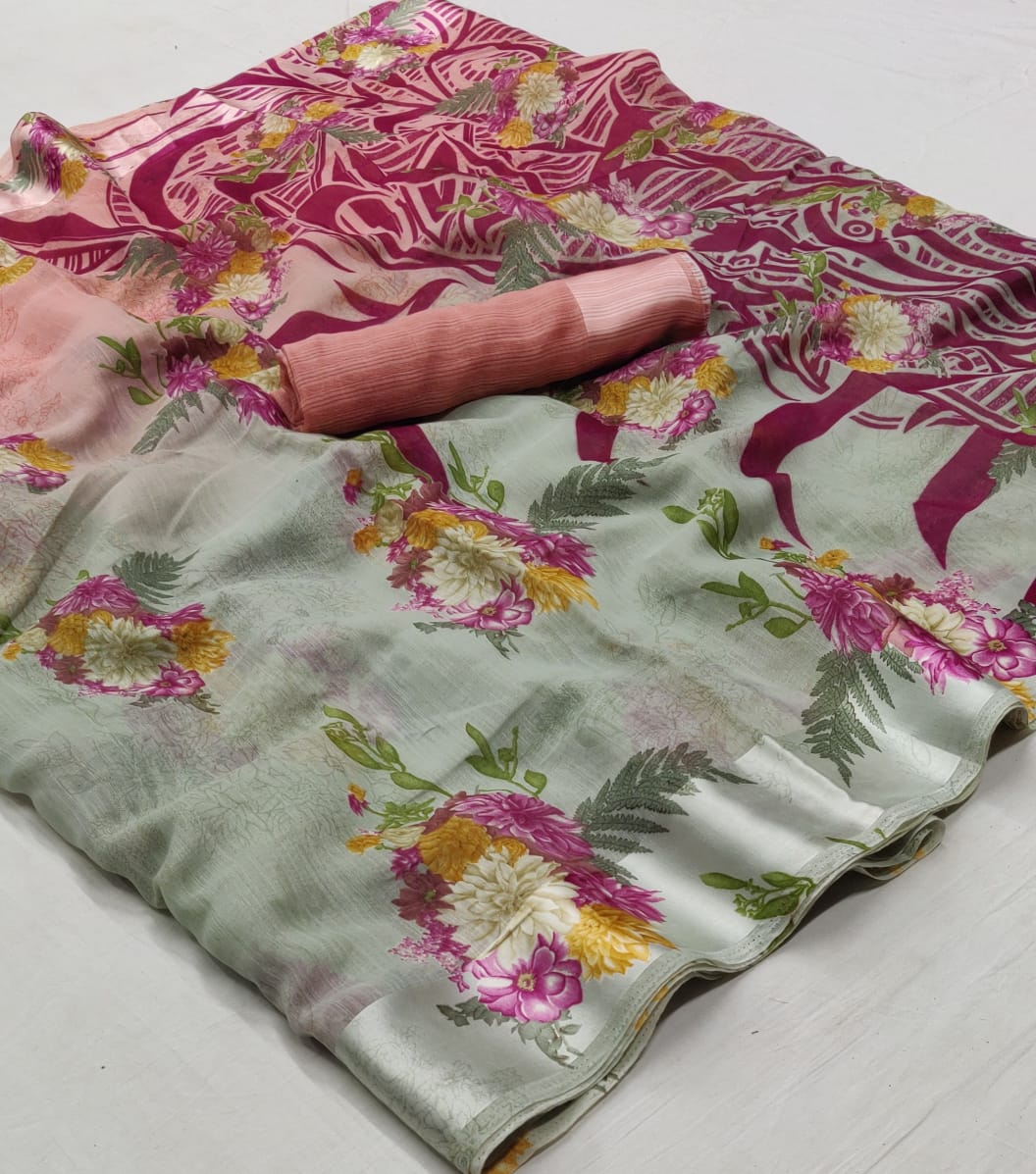 Lt Fiona Silk New Hit Design Arrived Casual Wear Soft linen silk Printed Saree Collection
