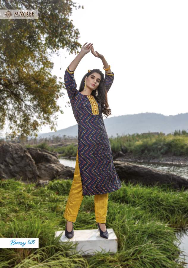 Mayree Breezy Fancy Designer Ethnic Wear Rayon Kurti With Bottom Collection