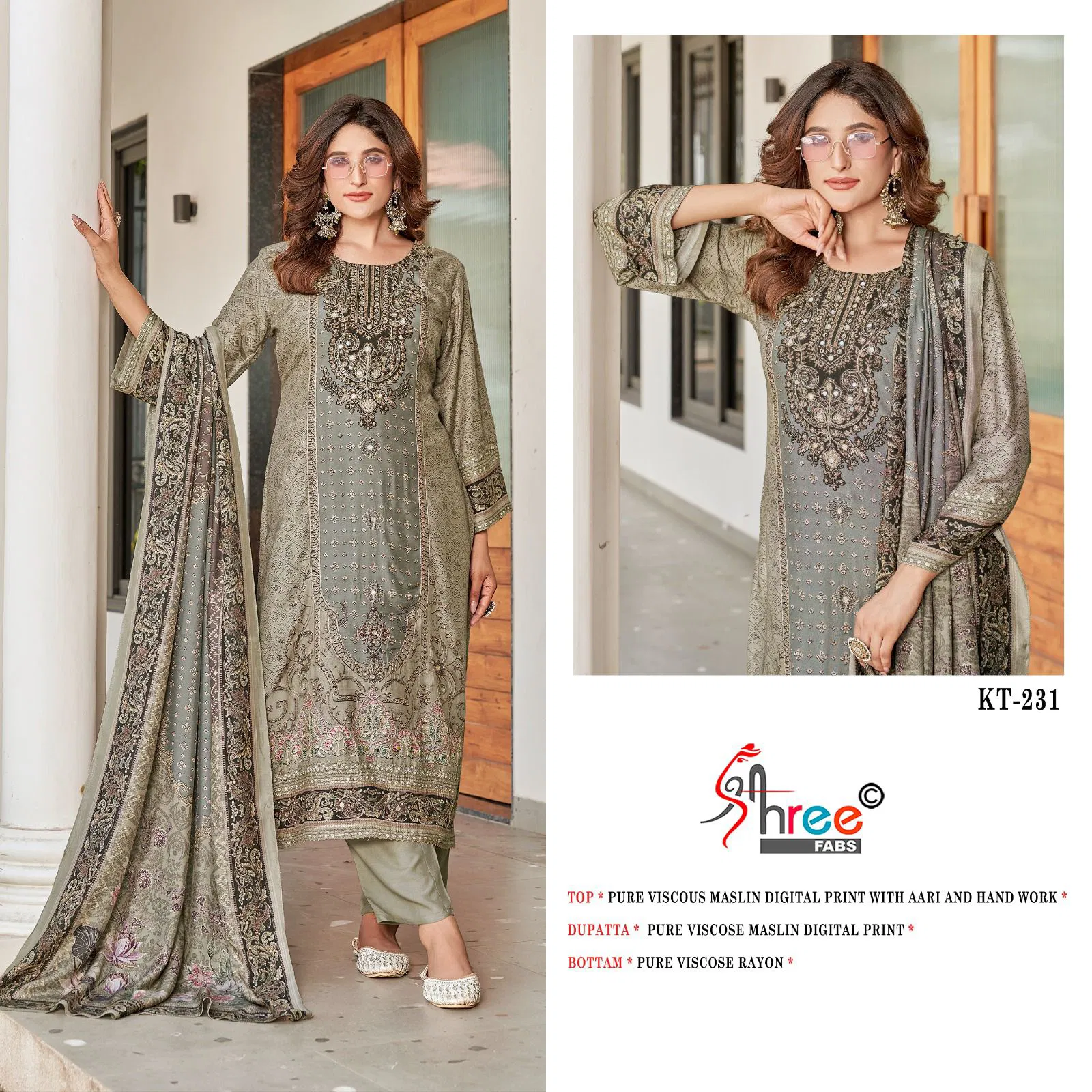 Kt 231 By Shree Viscose Maslin Digital Printed Salwar Suits Orders In India