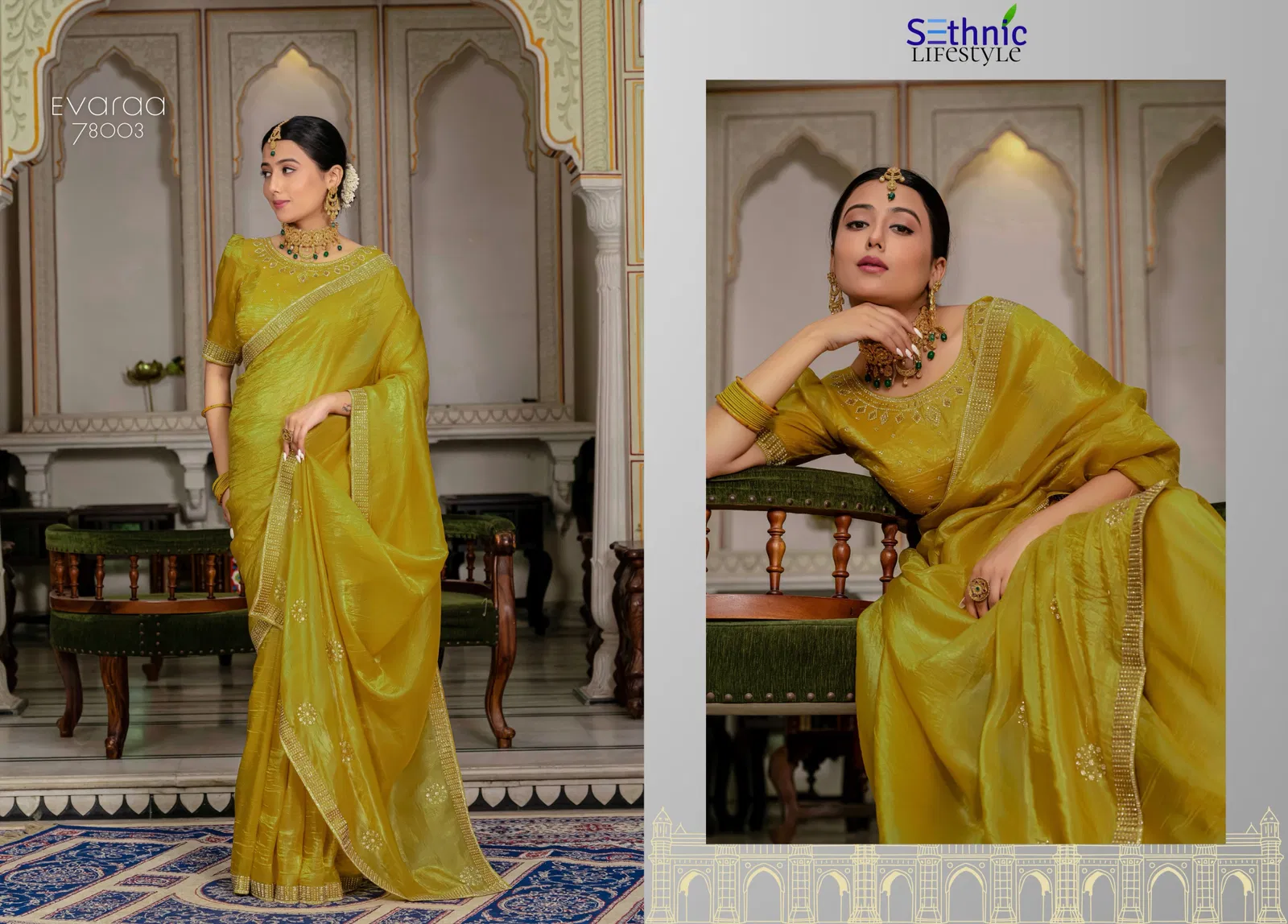 Evaraa By Sethnic Gold Crush Occasion Wear Saree Orders In India