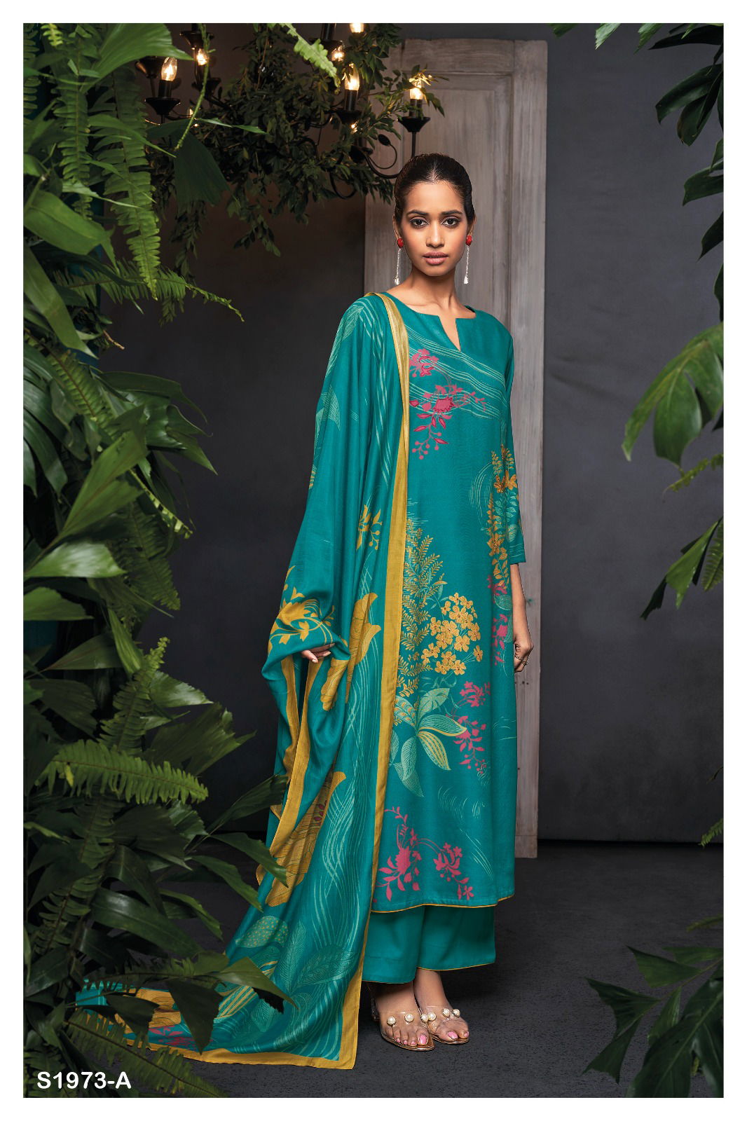 Teya 1973 By Ganga Printed Pashmina Dress Material Catalog