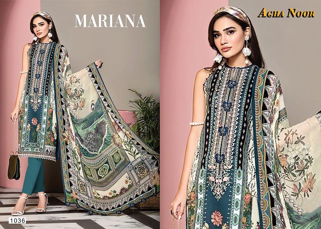 Agha Noor 3 Latest Fancy Festive Wear lawn cotton Top And Bottom With Mal Mal Printed Dupatta Karachi Dress Materials Collection