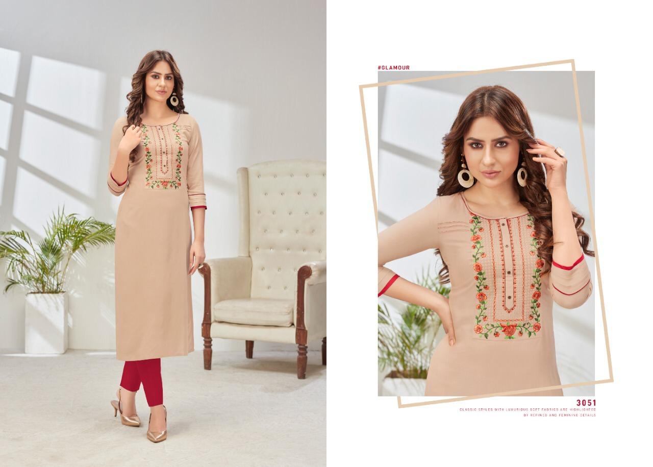 Rangoon Pahel Ethic Wear Designer Heavy Rayon With Value Adition Work Kurtis Collection

